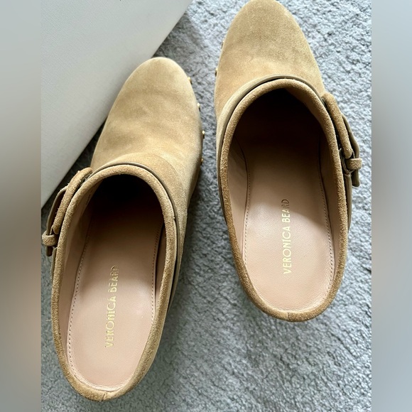 Veronica Beard Suede Heeled Clogs - Picture 5 of 5